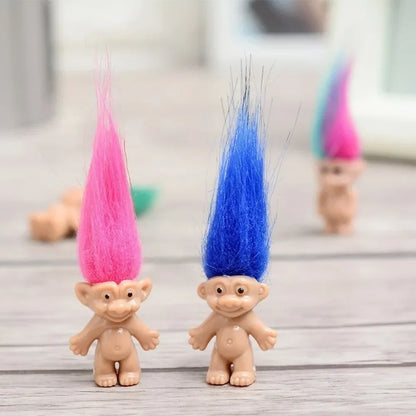 Set of 5 Troll Dolls - Colorful Hair Action Figures for Kids and Adults Nostalgic