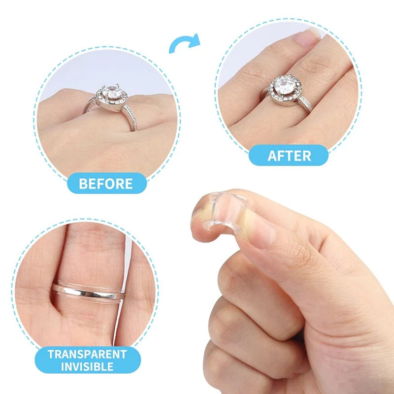 Silicone Invisible Clear Ring Size Adjuster Set - 8 Sizes for Perfect Fit