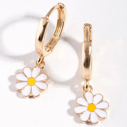 Delicacy Gold Daisy Sunflower Hoop Earrings - Elegant Everyday Glamour