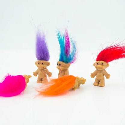 Set of 5 Troll Dolls - Colorful Hair Action Figures for Kids and Adults Nostalgic