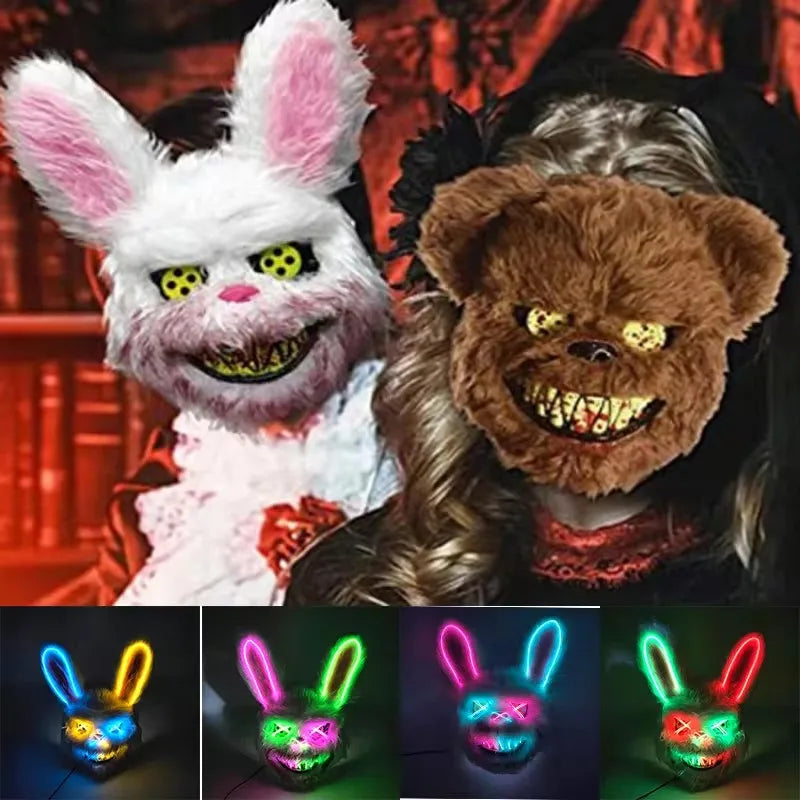 Luminous LED Bloody Bunny and Rabbit Mask – Halloween Horror Cosplay Prop