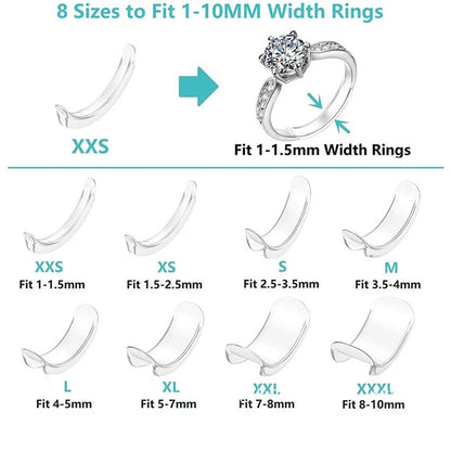 Silicone Invisible Clear Ring Size Adjuster Set - 8 Sizes for Perfect Fit