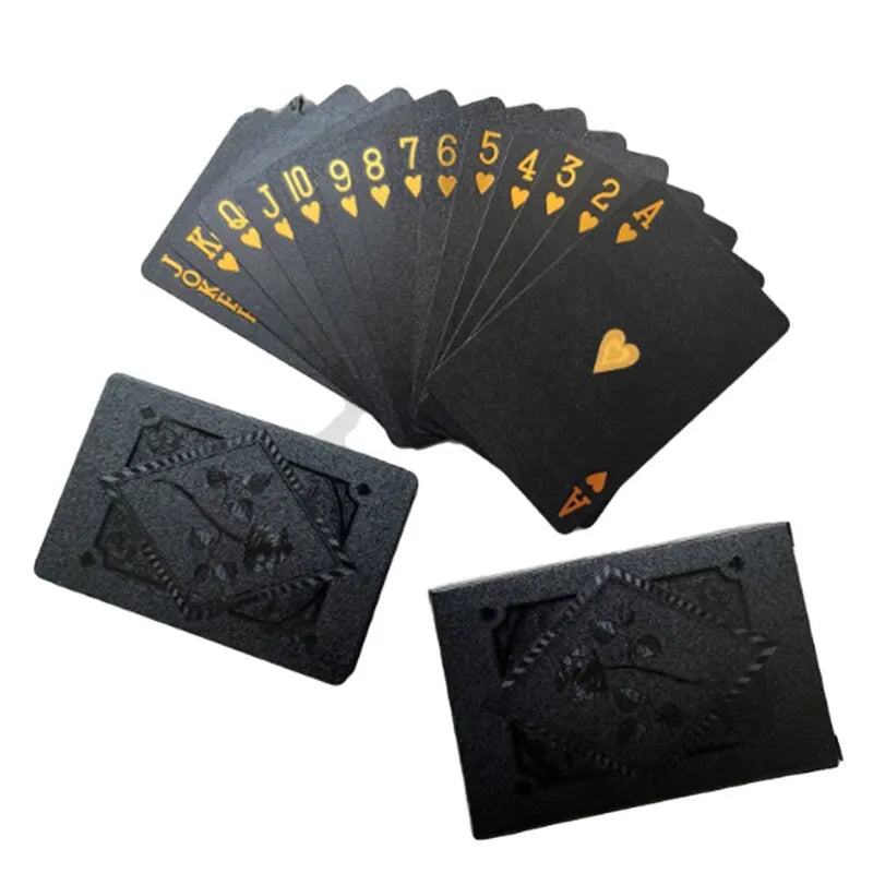 Black Gold Waterproof Playing Cards with Magic Dmagic Package - Luxury Poker Set