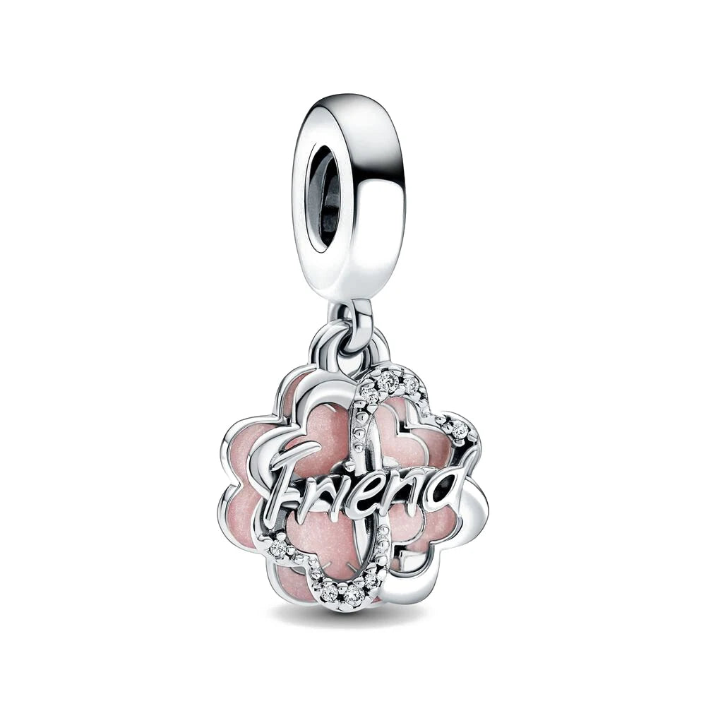 Silver Best Friends Forever 925 Sterling Charm  - Exquisite Zircon Dangle Beads for Pandora Bracelets