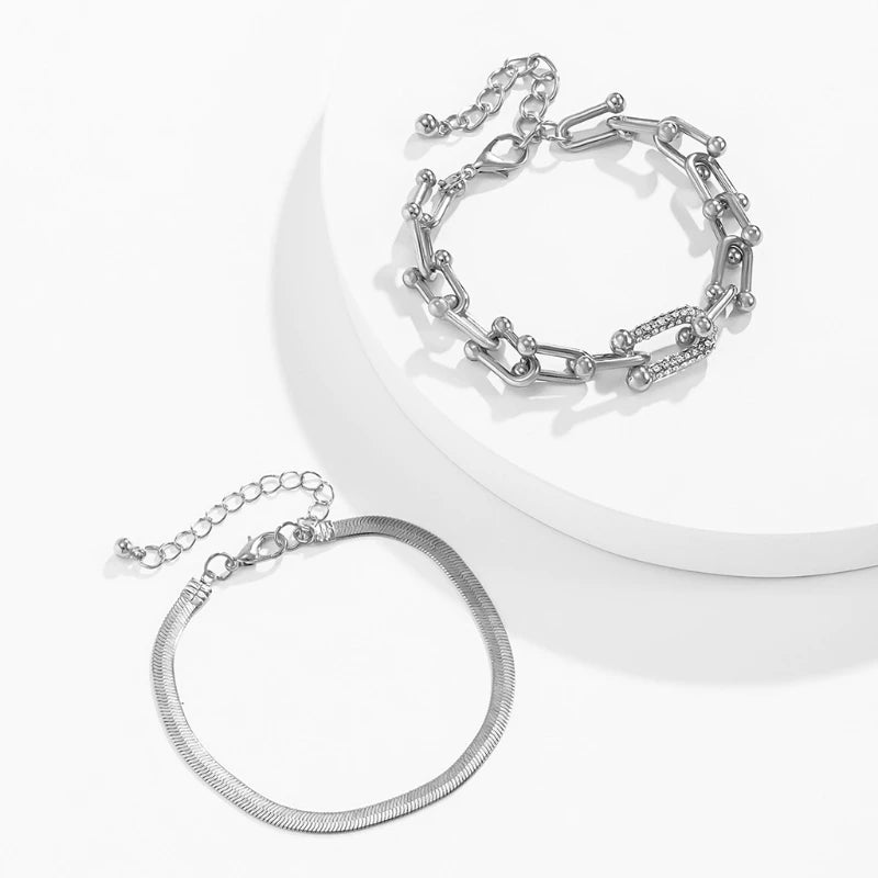 Elegance in Gold and White: Luxury Crystal Bangle Duo