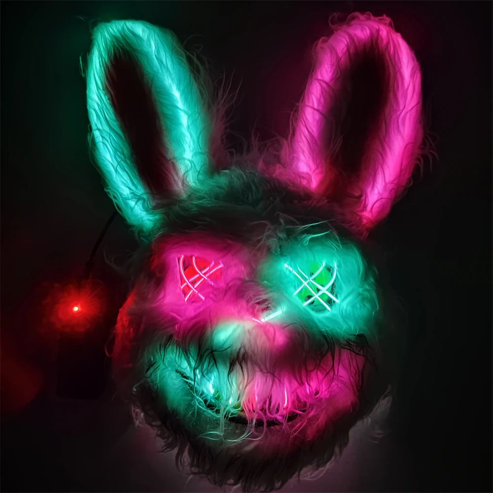 Luminous LED Bloody Bunny and Rabbit Mask – Halloween Horror Cosplay Prop