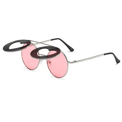 Double Layer Flip Lens Sunglasses - Retro Round Style for Women and Men