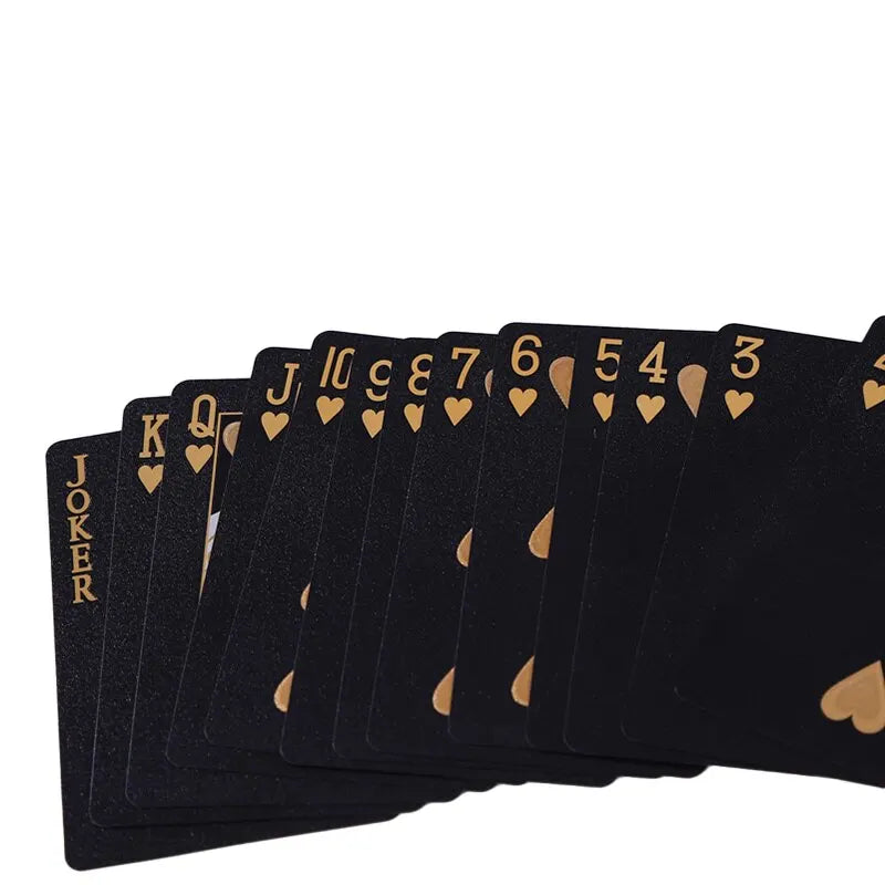 Black Gold Waterproof Playing Cards with Magic Dmagic Package - Luxury Poker Set