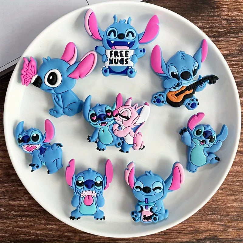 8PCS Stitch Cartoon Shoe Charms - Cute Detachable Decorative Accessories