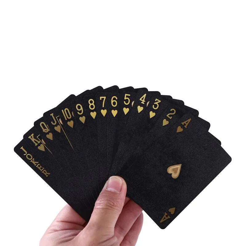 Black Gold Waterproof Playing Cards with Magic Dmagic Package - Luxury Poker Set