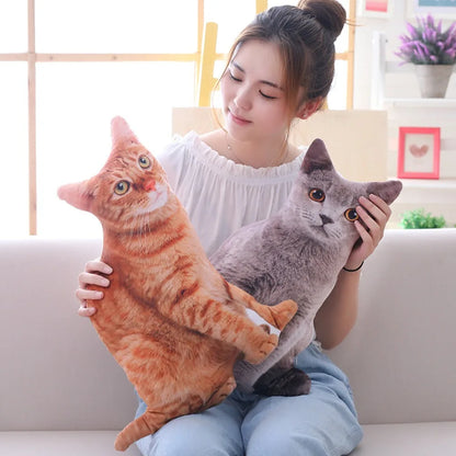 Realistic 3D Cat Plush Pillow – Soft and Cute Stuffed Toy for Kids and Girls