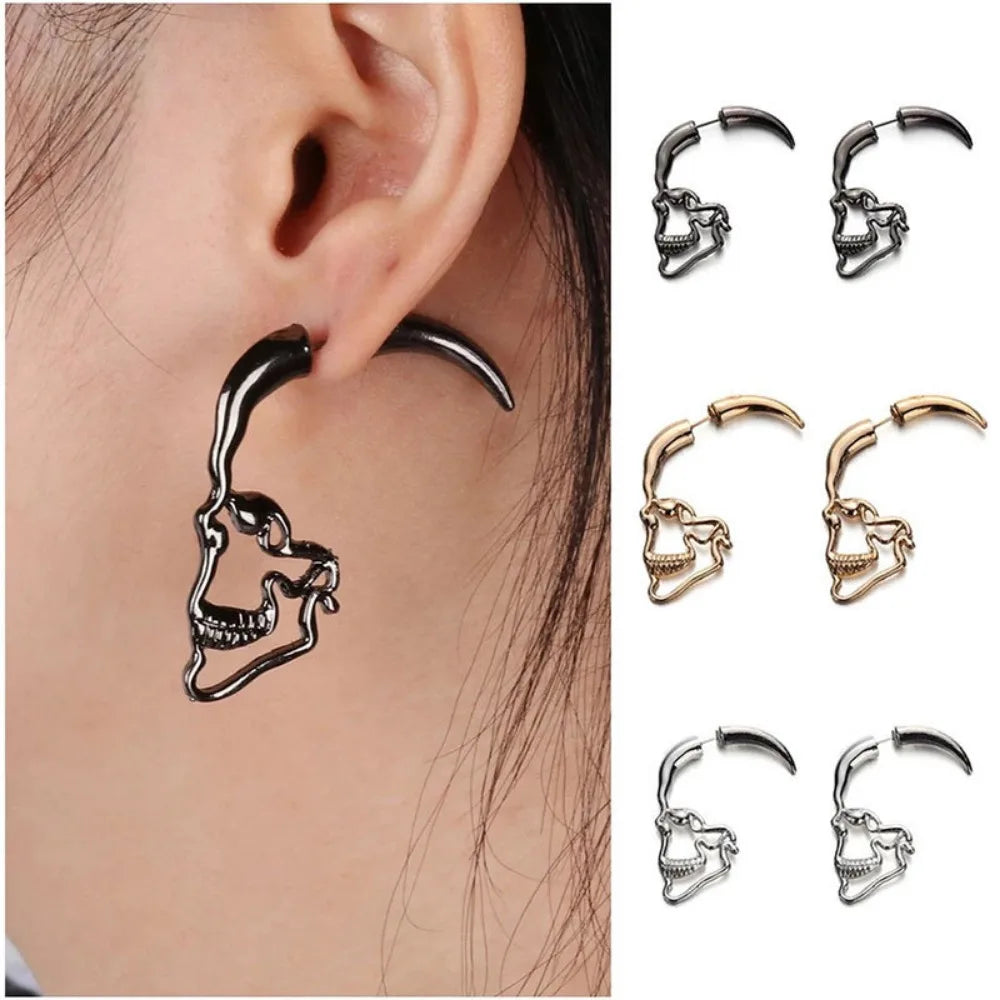 Vintage Gothic Skull Earrings – Retro Punk Style for Men and Women