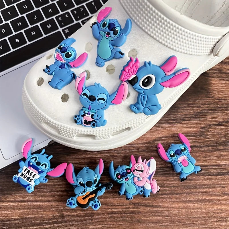 8PCS Stitch Cartoon Shoe Charms - Cute Detachable Decorative Accessories