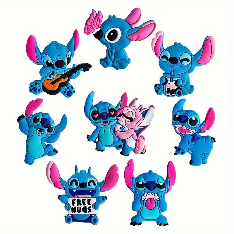 8PCS Stitch Cartoon Shoe Charms - Cute Detachable Decorative Accessories