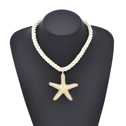 Exquisite Set Golden Starfish Jewellery  for Women | Fashionable Ocean-inspired Necklace and Earrings