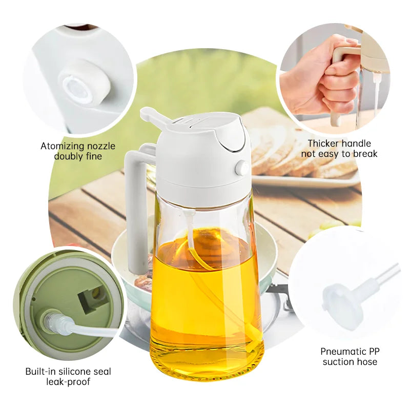 2-in-1 Oil Sprayer Bottle 500ml, for Cooking and BBQ