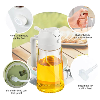 2-in-1 Oil Sprayer Bottle 500ml, for Cooking and BBQ