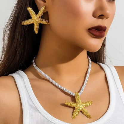 Extravagant Starfish Set Choker Necklace and Earrings Set