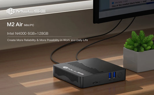 MLLSE Mini PC Air: Compact Windows 11 PC with Intel N4000, 6GB RAM, 128GB Storage, Dual-Band WiFi and Bluetooth