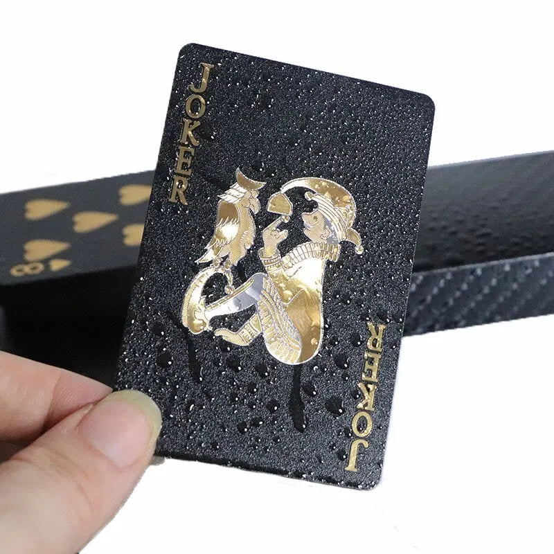 Black Gold Waterproof Playing Cards with Magic Dmagic Package - Luxury Poker Set